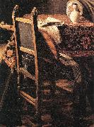 A Lady Drinking and a Gentleman (detail) ar VERMEER VAN DELFT, Jan